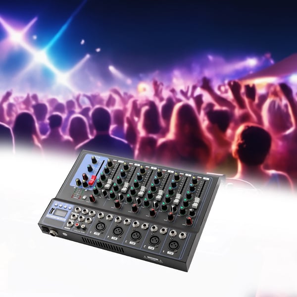 Lydmixer - 7-kanals mixerpult - Bluetooth - USB - DJ & live/studie - Uden indbygget batteri