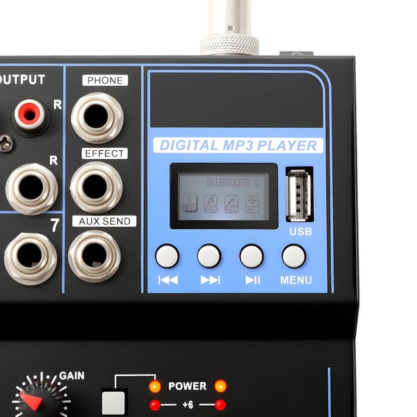 Lydmixer - 7-kanals mixerpult - Bluetooth - USB - DJ & live/studie - Uden indbygget batteri
