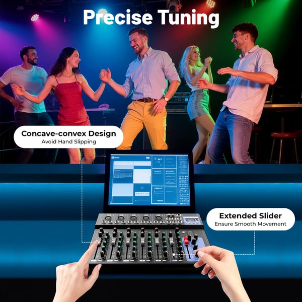 Lydmixer - 7-kanals mixerpult - Bluetooth - USB - DJ & live/studie - Uden indbygget batteri