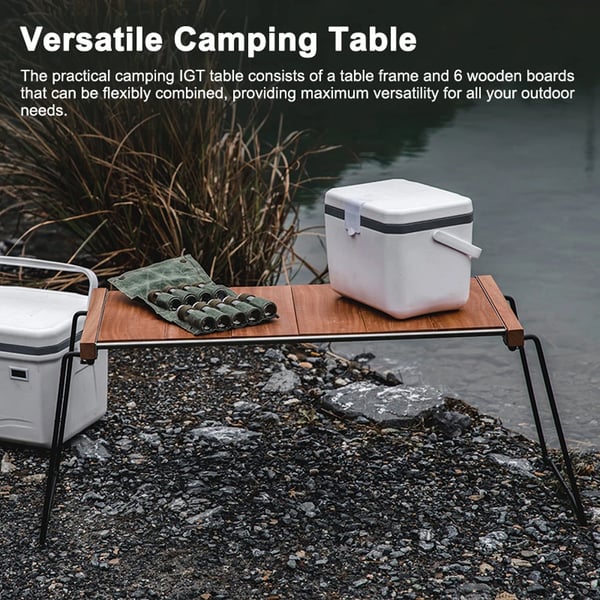 Campingbord - Sammenklappeligt bærbart bord - 82 x 40 x 40,5 cm - Jernramme - Til camping, picnic, grill - Sølv