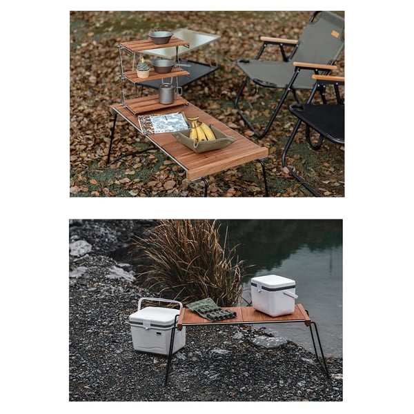 Campingbord - Sammenklappeligt bærbart bord - 82 x 40 x 40,5 cm - Jernramme - Til camping, picnic, grill - Sølv