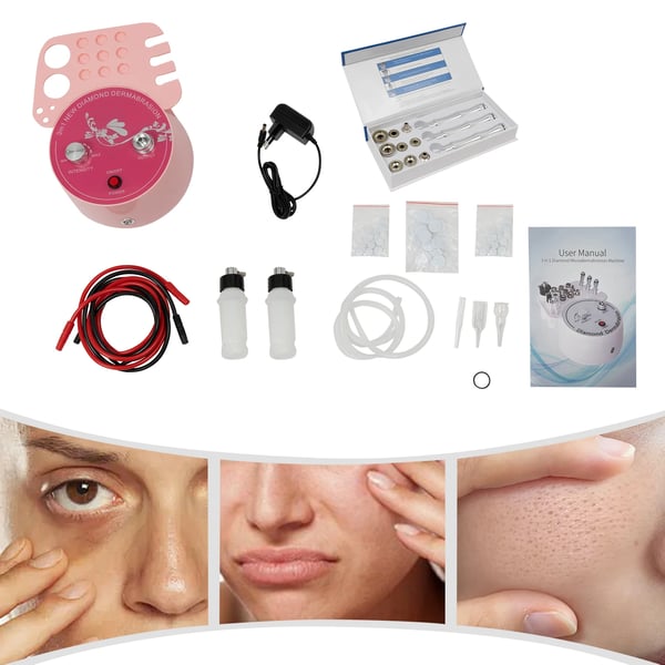 Diamant Mikrodermabrasion Maskine - Ansigtsmassageapparat 3-i-1 - Til Professionel Salon - Legeret Stål - Uden Skadelige Kemikalier
