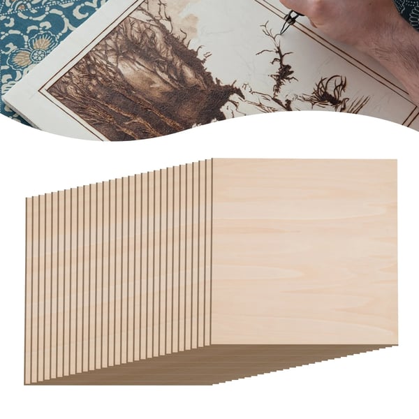 Lindetræsplader (Basswood) - Ubehandlet træ - 30‑pak - 40×40 cm - 3 mm - Kvadratiske - Lys åretegning - God farveoptagelse - Lysegul