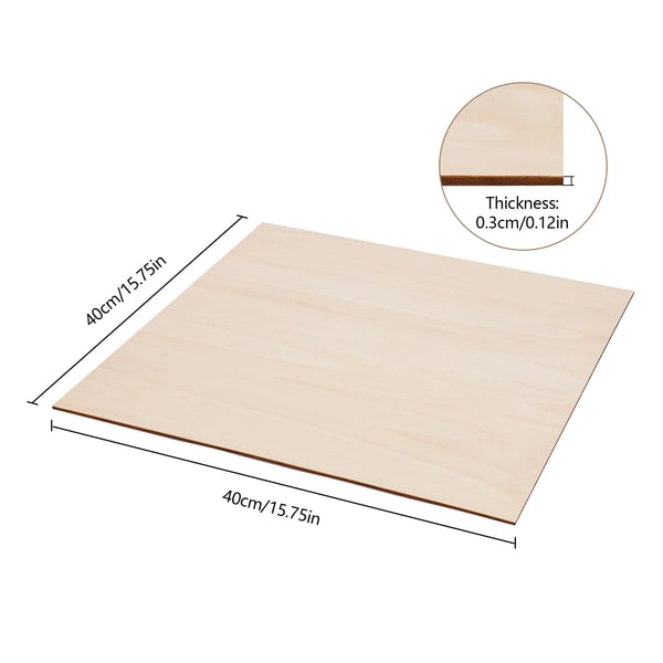 Lindetræsplader (Basswood) - Ubehandlet træ - 30‑pak - 40×40 cm - 3 mm - Kvadratiske - Lys åretegning - God farveoptagelse - Lysegul