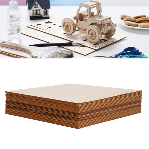 Lindetræsplader (Basswood) - Ubehandlet træ - 30‑pak - 40×40 cm - 3 mm - Kvadratiske - Lys åretegning - God farveoptagelse - Lysegul