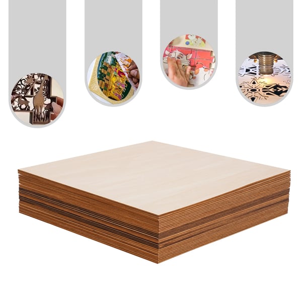 Lindetræsplader (Basswood) - Ubehandlet træ - 30‑pak - 40×40 cm - 3 mm - Kvadratiske - Lys åretegning - God farveoptagelse - Lysegul