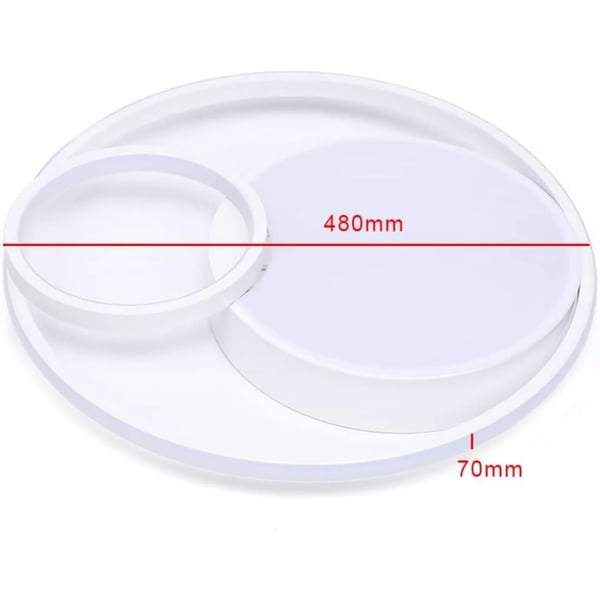LED loftlampe - Rund flad plafond 55 W - Kold hvidt lys - Ikke dæmpbar - 110–240 V AC - Metal & akryl - Hvid