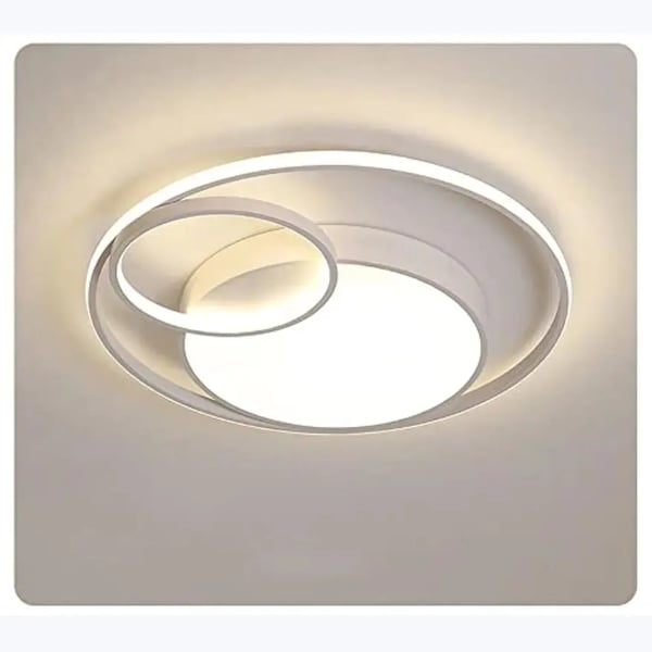 LED loftlampe - Rund flad plafond 55 W - Kold hvidt lys - Ikke dæmpbar - 110–240 V AC - Metal & akryl - Hvid