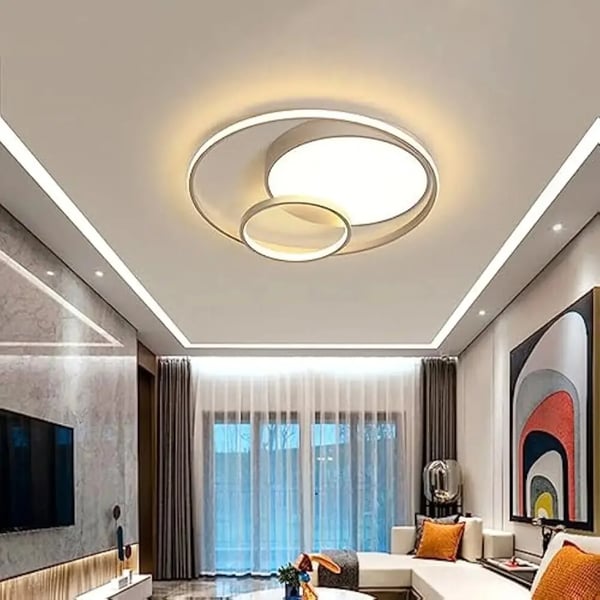 LED loftlampe - Rund flad plafond 55 W - Kold hvidt lys - Ikke dæmpbar - 110–240 V AC - Metal & akryl - Hvid
