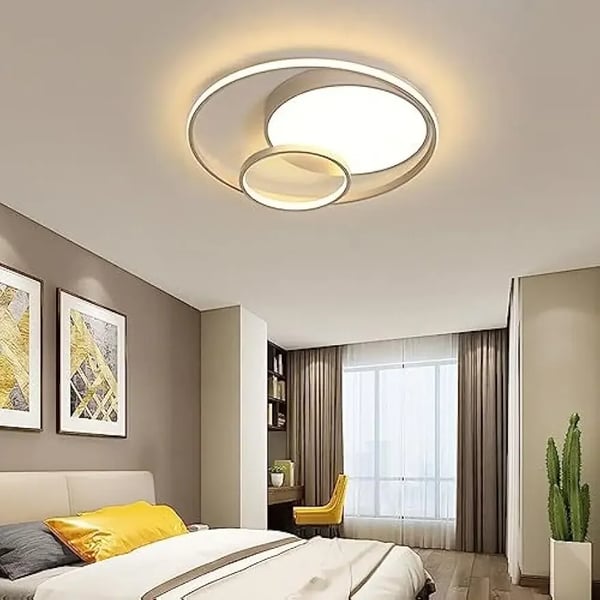 LED loftlampe - Rund flad plafond 55 W - Kold hvidt lys - Ikke dæmpbar - 110–240 V AC - Metal & akryl - Hvid