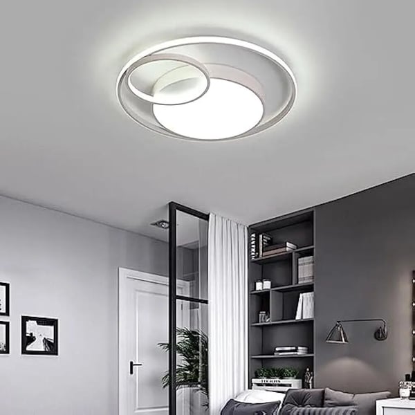 LED loftlampe - Rund flad plafond 55 W - Kold hvidt lys - Ikke dæmpbar - 110–240 V AC - Metal & akryl - Hvid