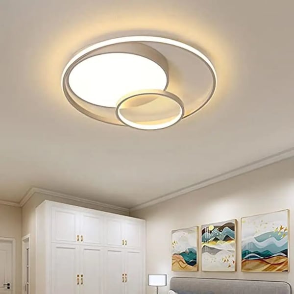 LED loftlampe - Rund flad plafond 55 W - Kold hvidt lys - Ikke dæmpbar - 110–240 V AC - Metal & akryl - Hvid