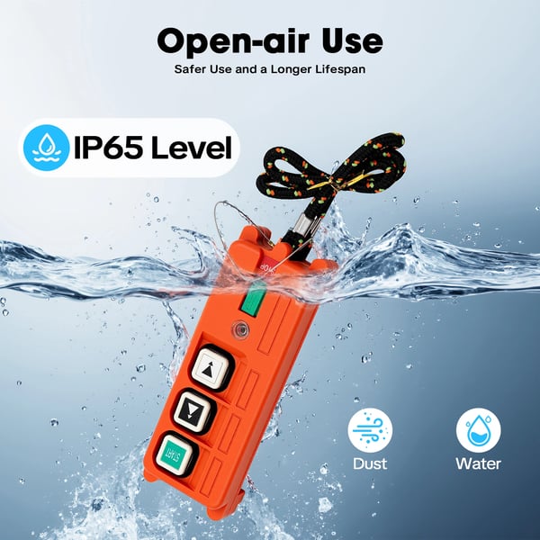Teollinen kaukosäädin vastaanottimella - F21-2S - Langaton - IP65 - ABS - Painikeohjaus - Nostureille ja taljoille - Lähetysteho ≤10 dBm - Oranssi
