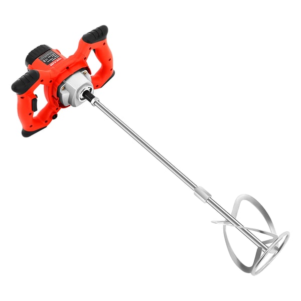 Bærbar beton- og spartelblander - Håndholdt - 1500 W DC - 6 hastigheder - Enkeltstang - Galvaniseret jern/nylon/aluminium