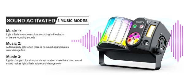 LED Bee's Eye 5-i-1 - DMX scenelys - 40 W - DMX512 12 kanaler - Lydaktiveret/auto/master-slave - RGB strobe & laser - Varmt lys