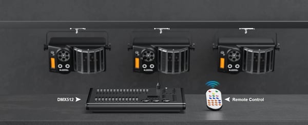 LED Bee's Eye 5-i-1 - DMX scenelys - 40 W - DMX512 12 kanaler - Lydaktiveret/auto/master-slave - RGB strobe & laser - Varmt lys