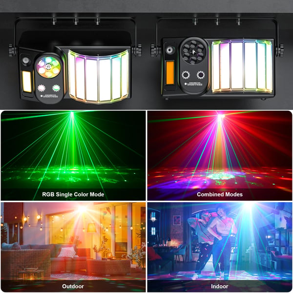 LED Bee's Eye 5-i-1 - DMX scenelys - 40 W - DMX512 12 kanaler - Lydaktiveret/auto/master-slave - RGB strobe & laser - Varmt lys