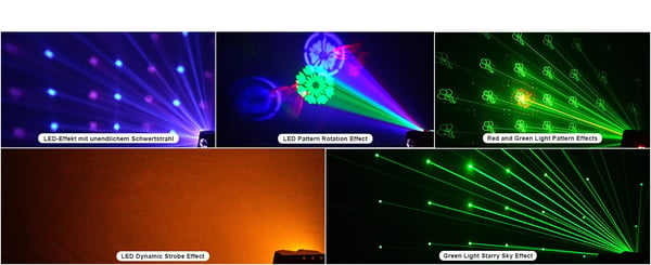 LED Bee's Eye 5-i-1 - DMX scenelys - 40 W - DMX512 12 kanaler - Lydaktiveret/auto/master-slave - RGB strobe & laser - Varmt lys