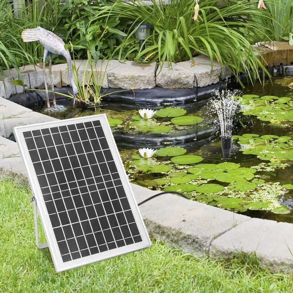 Solcelledrevet fontænepumpe - Havedamspumpe - Flow 1000 l/t - Med solcellepanel - Til udendørs brug - Sort