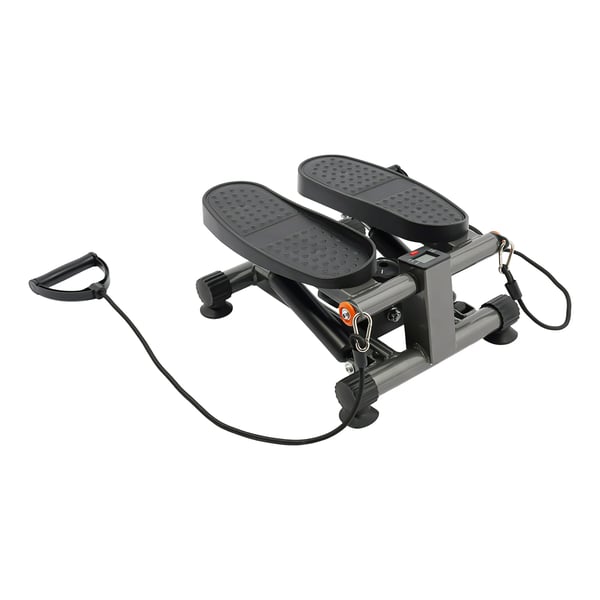Twist stepperi - Hydraulinen mini stepperi - LCD-näyttö, imukuppijalat, vastuskuminauhat, enintään 120 kg, 33,5×41,5×19 cm - Musta
