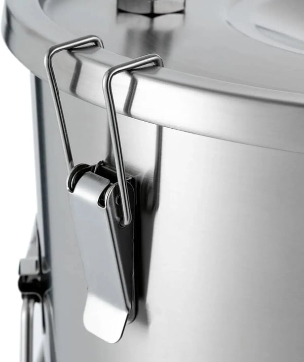 Rustfrit stål gæretank - Fermenter med køler - Rund - 32 l - Til hjemmebrygning af øl og vin - 59,7 x 33,3 cm - Sølv