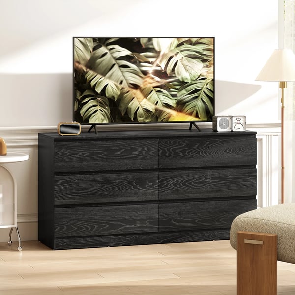 Byrå/Skänk - 6 Lådor - Trä - Minimalistisk Modern - 140x40x71 cm - Vardagsrum - Svart