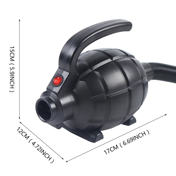 Højtryksluftpumpe - Elektrisk luftpumpe til gummibåde - Flow 1000 l/min - Effekt 600 W - Volt 220 V - EU-stik - Dysesæt 4 stk - Sort