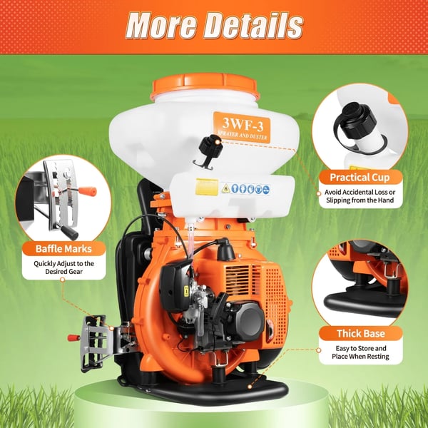 Benzindrevet rygsprøjte - Motorsprøjte - Totaktsmotor 41,5 cm³ - Effekt 2,13 kW - Kapacitet 14 l - Motor 1E40FP-3Z