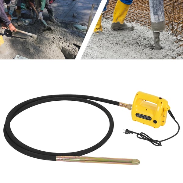 Betonvibrator - Højfrekvent elektrisk - Vibratorstav 4 m - Omdrejninger 18.000/min - EU-stik - CE-godkendt