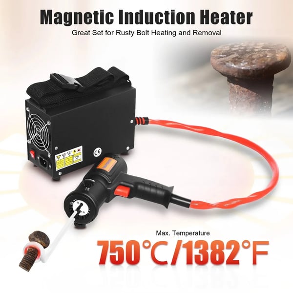Induktionsvarmer Til Bil - Effekt 1500 W 220 V - Magnetisk, Flammefri - 3 Varmespoler - Til Skruer Og Møtrikker - Sort