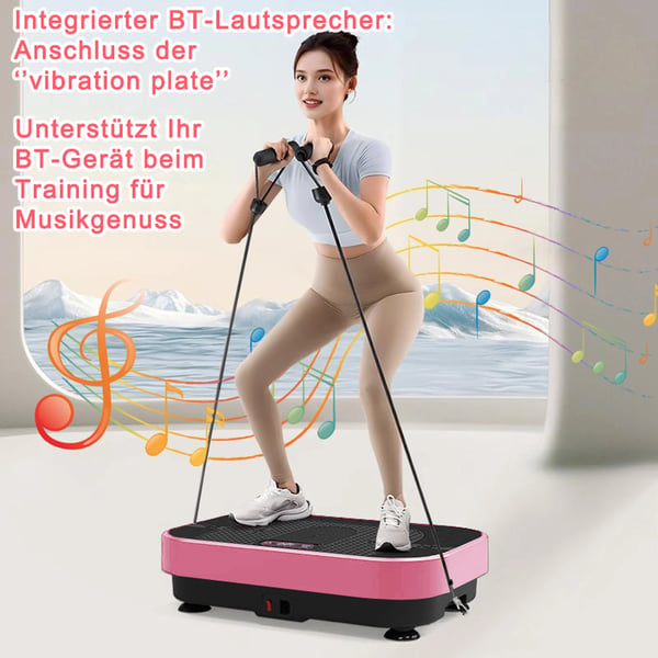 Vibrationsplade - Vibrationsplatform - Helkropstræning - Lymfedrænage - Cardiotræning - Med LED-Lys - Til Fødderne - Pink