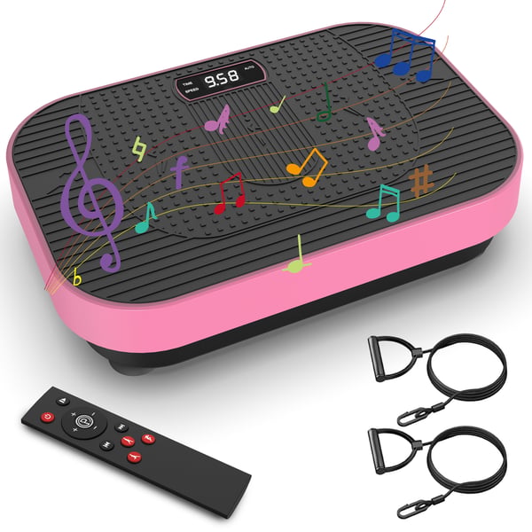 Vibrationsplade - Vibrationsplatform - Helkropstræning - Lymfedrænage - Cardiotræning - Med LED-Lys - Til Fødderne - Pink