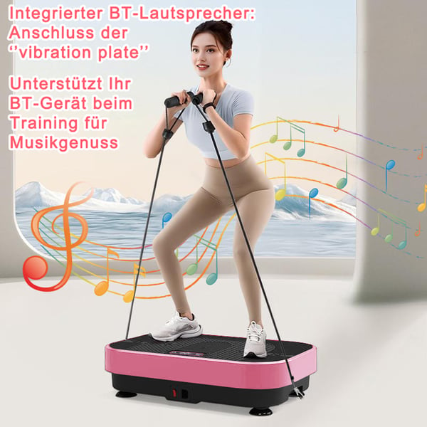 Vibrationsplade - Vibrationsplatform - Helkropstræning - Lymfedrænage - Cardiotræning - Med LED-Lys - Til Fødderne - Pink