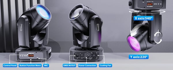 LED Beam Moving Head - 150W Scene & DJ‑lys - DMX 11/13 Kanaler - Spænding 90–240V - EU‑stik - Auto/Lyd/Master‑Slave - Varmt Lys