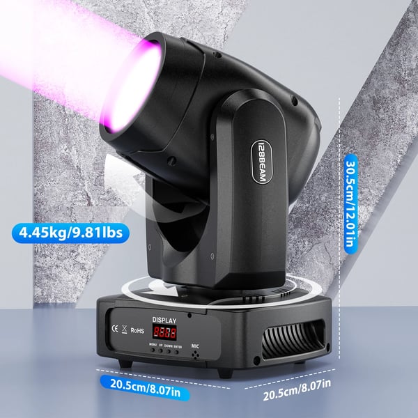 LED Beam Moving Head - 150W Scene & DJ‑lys - DMX 11/13 Kanaler - Spænding 90–240V - EU‑stik - Auto/Lyd/Master‑Slave - Varmt Lys