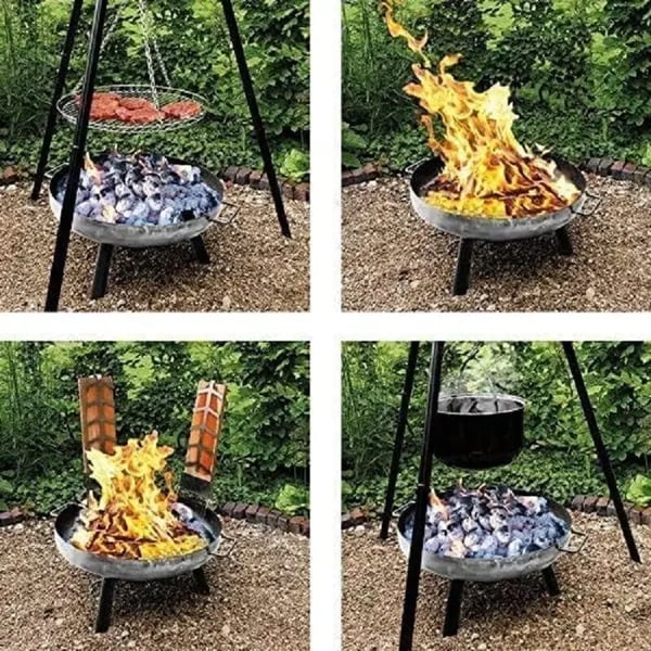 BBQ Varrasgrilli Hiiligrilli - Ripustettava pyörivä grilli - Ruostumaton teräs - Tulimalja/tulikori - Helppo puhdistaa - Ylipainesuoja