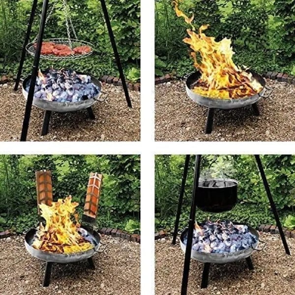 BBQ Varrasgrilli Hiiligrilli - Ripustettava pyörivä grilli - Ruostumaton teräs - Tulimalja/tulikori - Helppo puhdistaa - Ylipainesuoja