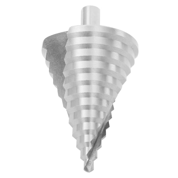 Stegborr - Konborr - 6–60 mm - 12 steg - HSS - Spiralspår - För PVC och trä - Silver