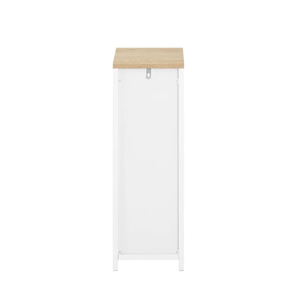 Natbord - FBT149-WN - 2 skuffer + åben hylde - Smal 20 cm bred - 20x35x60 cm - MDF - Samles selv - Hvid