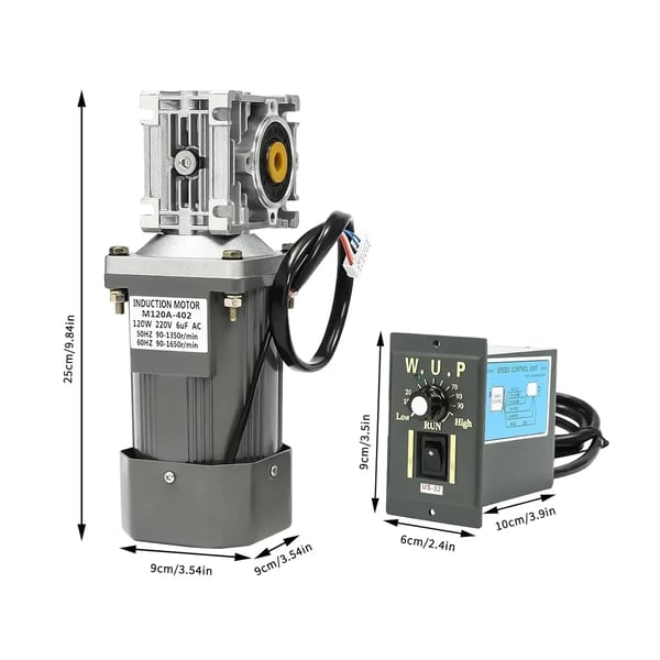 Elektrisk växelmotor - AC snäckväxelmotor 30K - 120 W - 1650 rpm - 208–240 V - CW/CCW Vändbar - Hastighetsregulator