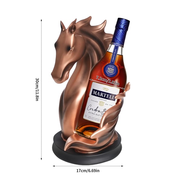 Hest vinflaskeholder - Vinreol - 17×30 cm - Passer flasker Ø op til 7,2 cm - Dekorativ til hjem & bar - Rød kobber