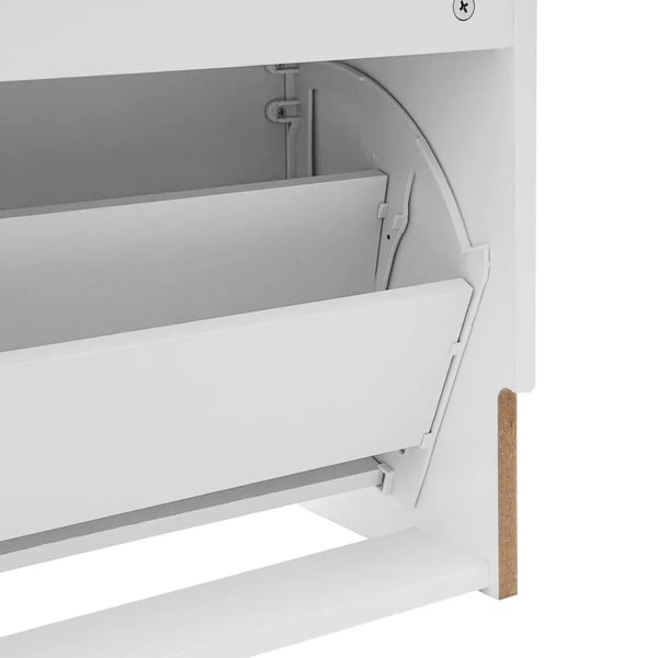 Skoskab - Model med 3 klapper og 2 skuffer - Smal 80 x 24 x 120 cm - Justerbar skohylde - Plads til ca. 16–20 par - Træbaseret plademateriale - Hvid