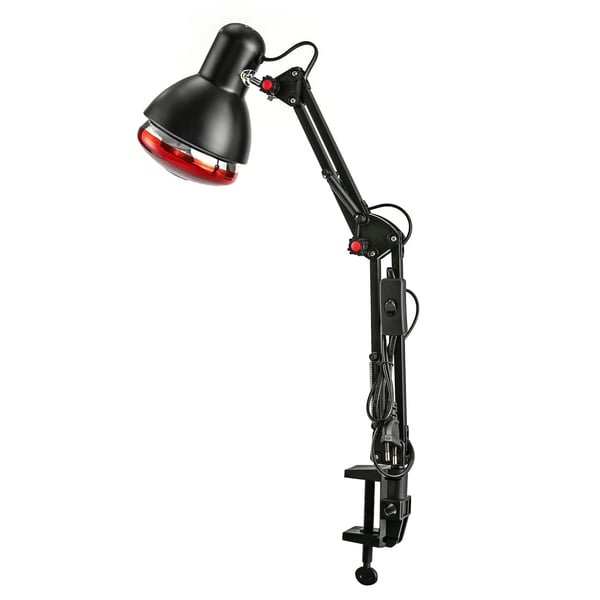Rödljusterapi Lampa - Infraröd Värmelampa 150W - 360° Justerbar - E27 Sockel - EU-kontakt 220V - Gråsvart