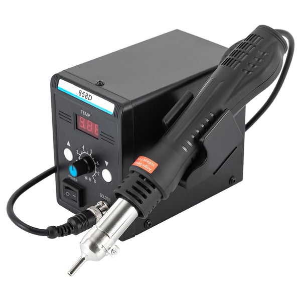 Varmluftslödstation - 858D - SMD rework och avlödning - 700 W - 220 V - Justerbar luftmängd - Stål - Svart