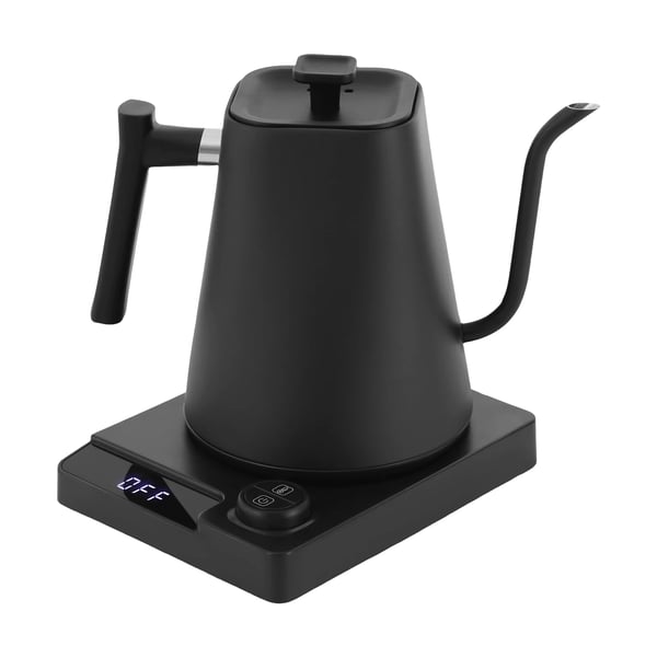 Elkedel - Gooseneck hældekande - 304 rustfrit stål - 1200 W - 40–100 °C temperaturstyring - Sort