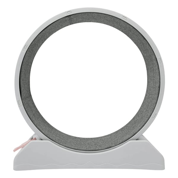 Katteløbehjul - Trænings- & fitnesshjul - 80 cm Diameter - Indendørs - Ridsefast tæppe - Til katte & små kæledyr - Grå
