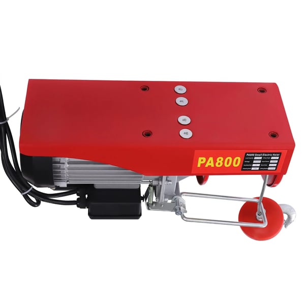 Elspil - Stålwiretalje - 400–800 kg løftekapacitet - Løftehøjde 12 m - 1300 W motor - Nødstop - Stålwire - Rød