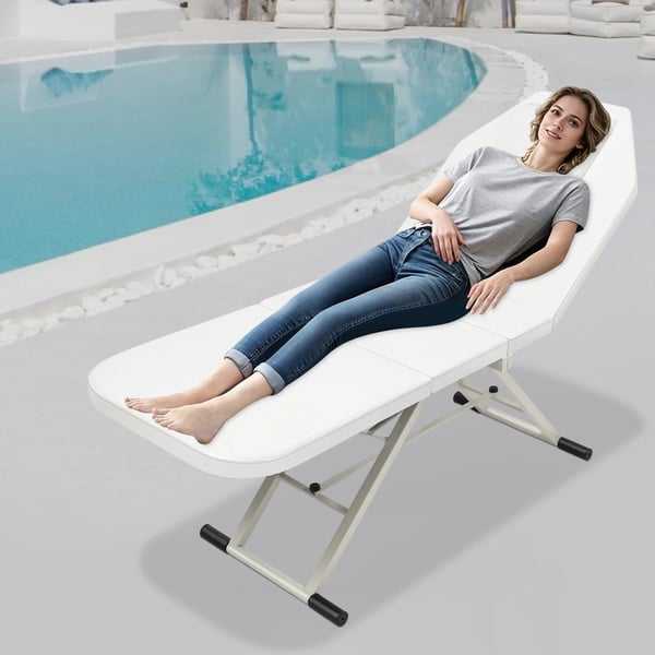 Massagebord - Professionel Kosmetikbriks - 3-delt - Sammenklappelig - Transportabel - PU-læder - Max 250 kg - Sort