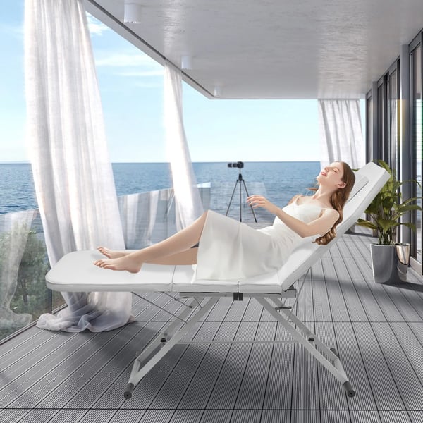 Massagebord - Professionel Kosmetikbriks - 3-delt - Sammenklappelig - Transportabel - PU-læder - Max 250 kg - Sort