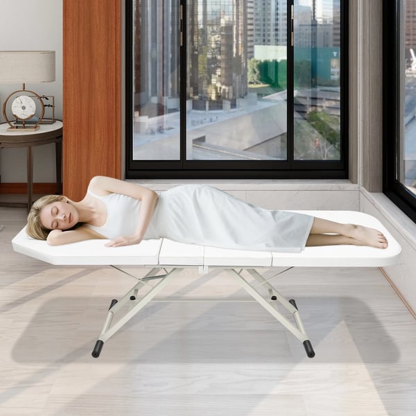 Massagebord - Professionel Kosmetikbriks - 3-delt - Sammenklappelig - Transportabel - PU-læder - Max 250 kg - Sort